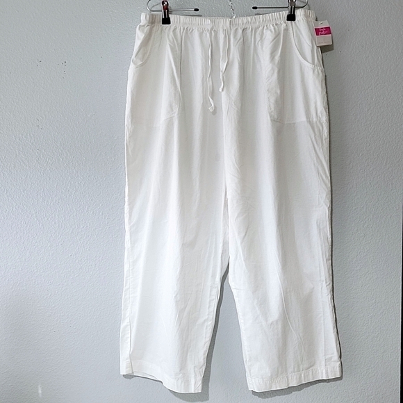 Fresh Produce TopStitch Sheeting White Cotton Capri Pants Size 2X - Picture 2 of 10